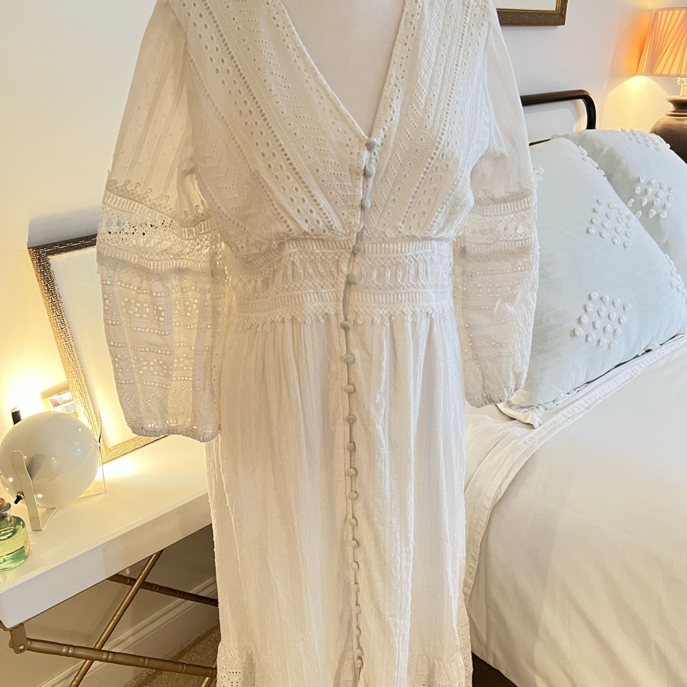Anthropologie Ebba White Eyelet Button-Down Dress